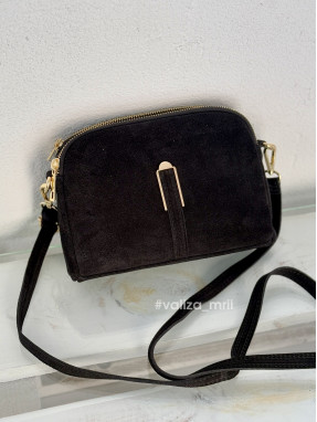 Сумка кросс-боди из натуральной замши 04103 - черный