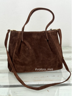 Сумка из натуральной замши Италия - 04140 - коричневый