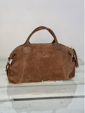 Сумка з натуральної замші Італія - 04164 - коричневий
