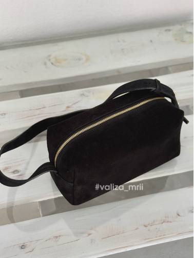 Сумка-багет з натуральної замші Італія 04198 - чорний