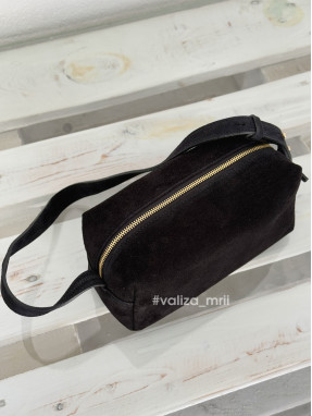 Сумка-багет з натуральної замші Італія 04198 - чорний