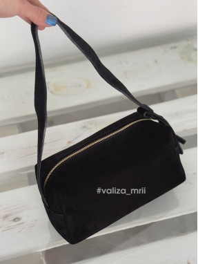 Сумка-багет з натуральної замші Італія 04198 - чорний