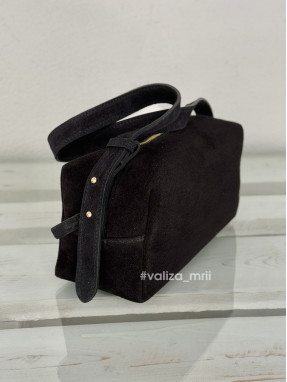 Сумка-багет з натуральної замші Італія 04198 - чорний