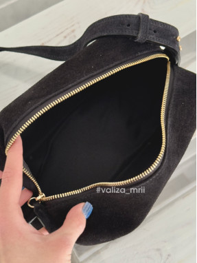 Сумка-багет з натуральної замші Італія 04198 - чорний