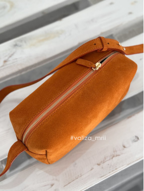 Сумка-багет з натуральної замші Італія 04198 - помаранчевий