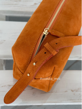 Сумка-багет з натуральної замші Італія 04198 - помаранчевий