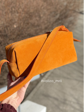 Сумка-багет з натуральної замші Італія 04198 - помаранчевий