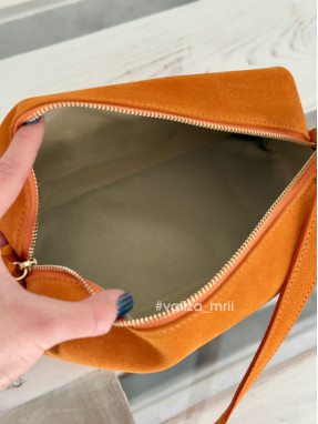 Сумка-багет з натуральної замші Італія 04198 - помаранчевий