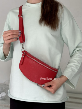 Бананка з натуральної шкіри Італія 2204 - червоний