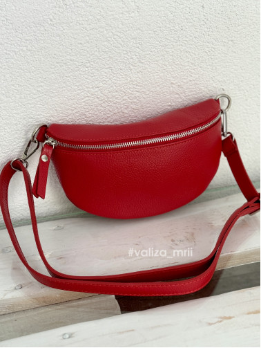 Бананка з натуральної шкіри Італія 2204 - червоний