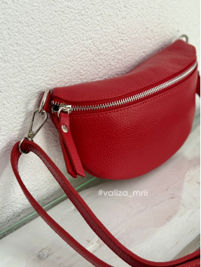 Бананка з натуральної шкіри Італія 2204 - червоний