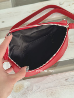 Бананка з натуральної шкіри Італія 2204 - червоний