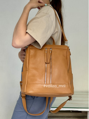 Рюкзак-сумка з натуральної шкіри Італія 02172 - Linda - рудий