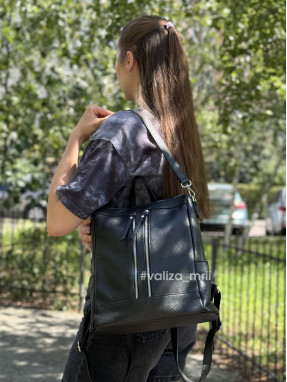 Рюкзак-сумка з натуральної шкіри Італія 02172 - Linda - чорний