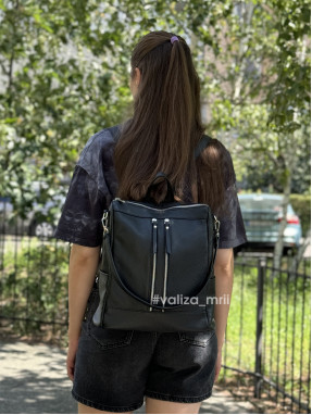Рюкзак-сумка з натуральної шкіри Італія 02172 - Linda - чорний