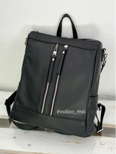 Рюкзак-сумка з натуральної шкіри Італія 02172 - Linda - чорний