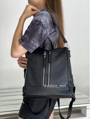 Рюкзак-сумка з натуральної шкіри Італія 02172 - Linda - чорний