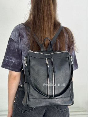 Рюкзак-сумка з натуральної шкіри Італія 02172 - Linda - чорний