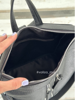 Рюкзак-сумка з натуральної шкіри Італія 02172 - Linda - чорний