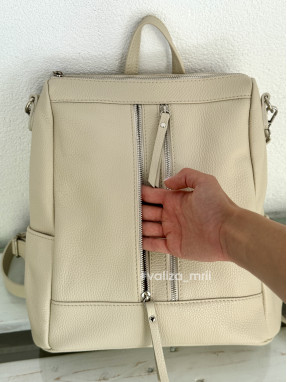 Рюкзак-сумка з натуральної шкіри Італія 02172 - Linda - бежевий