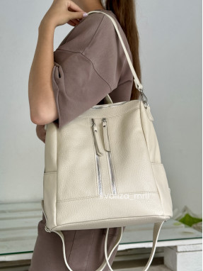 Рюкзак-сумка з натуральної шкіри Італія 02172 - Linda - бежевий