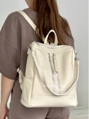 Рюкзак-сумка з натуральної шкіри Італія 02172 - Linda - бежевий