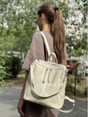 Рюкзак-сумка з натуральної шкіри Італія 02172 - Linda - бежевий
