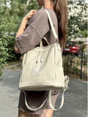 Рюкзак-сумка з натуральної шкіри Італія 02172 - Linda - бежевий