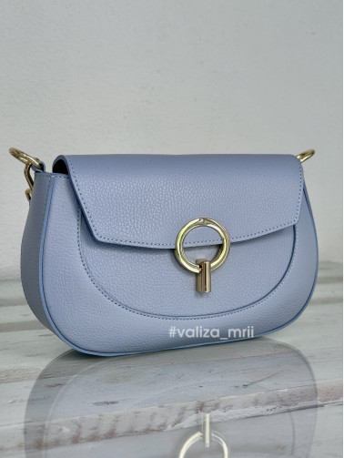 Сумка крос-боді шкіряна Італія - 03438 - блакитна