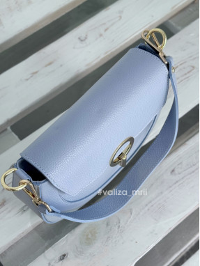 Сумка крос-боді шкіряна Італія - 03438 - блакитна