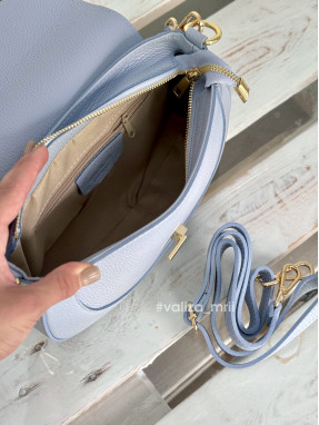 Сумка крос-боді шкіряна Італія - 03438 - блакитна