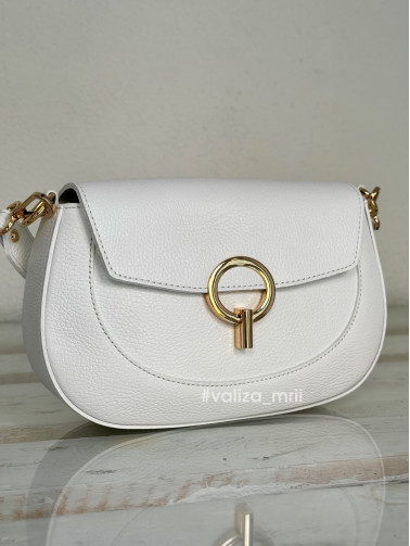 Сумка кросс-боди кожаная Италия - 03438 - белый