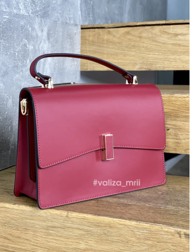 Сумка крос-боді шкіряна Італія - Ruby - темно червоний