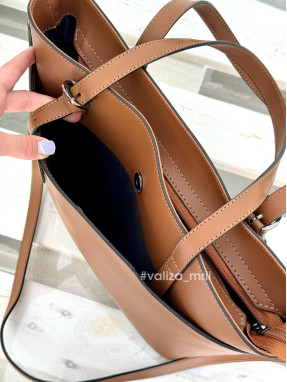 Сумка з натуральної шкіри Італія - Zoe 03457 - темно-рудий