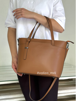 Сумка з натуральної шкіри Італія - Zoe 03457 - темно-рудий