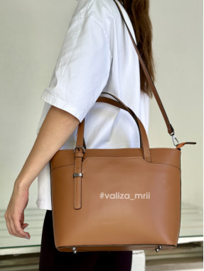 Сумка з натуральної шкіри Італія - Zoe 03457 - темно-рудий