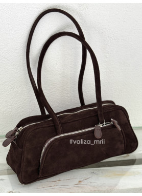 Сумка крос-боді з натуральної замші Україна 73059 - шоколадний