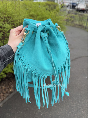 Сумка-мішок із замші з бахромою Bella Bertucci 1896 - бірюзовий