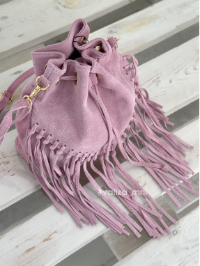 Сумка-мішок із замші з бахромою Bella Bertucci 1896 - лаванда