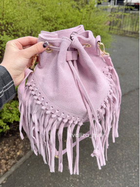 Сумка-мішок із замші з бахромою Bella Bertucci 1896 - лаванда