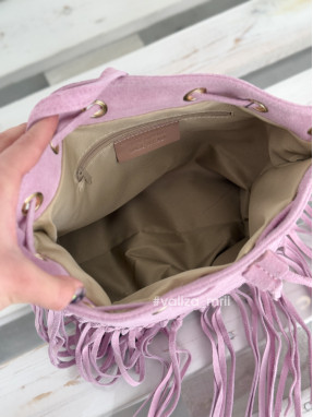 Сумка-мішок із замші з бахромою Bella Bertucci 1896 - лаванда