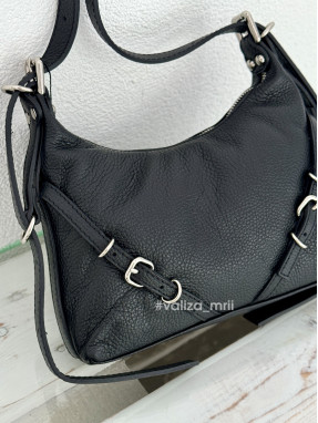 Сумка кожаная с пряжками Bella Bertucci 8106 - черный