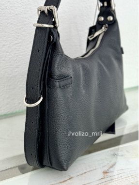 Сумка кожаная с пряжками Bella Bertucci 8106 - черный