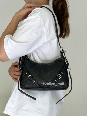 Сумка кожаная с пряжками Bella Bertucci 8106 - черный