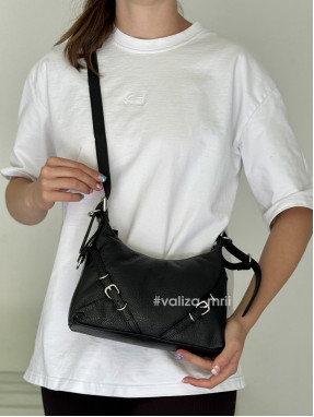 Сумка кожаная с пряжками Bella Bertucci 8106 - черный