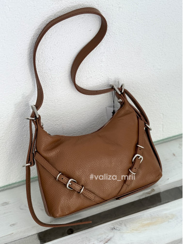 Сумка кожаная с пряжками Bella Bertucci 8106 - рыжий