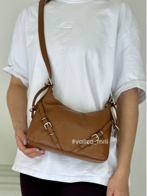 Сумка кожаная с пряжками Bella Bertucci 8106 - рыжий