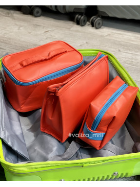 Набор из 3-х ярких косметичек - красный