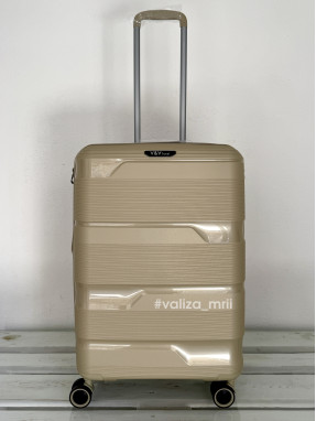 Валіза з поліпропілену - середній розмір - V&V Travel 8023 -  шампань