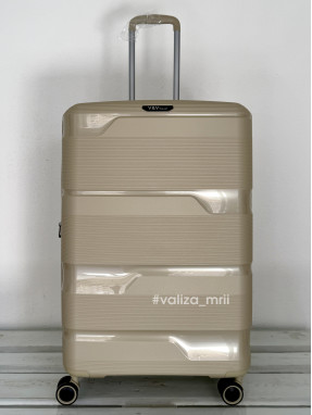 Валіза з поліпропілену - великий розмір - V&V Travel 8023 - шампань